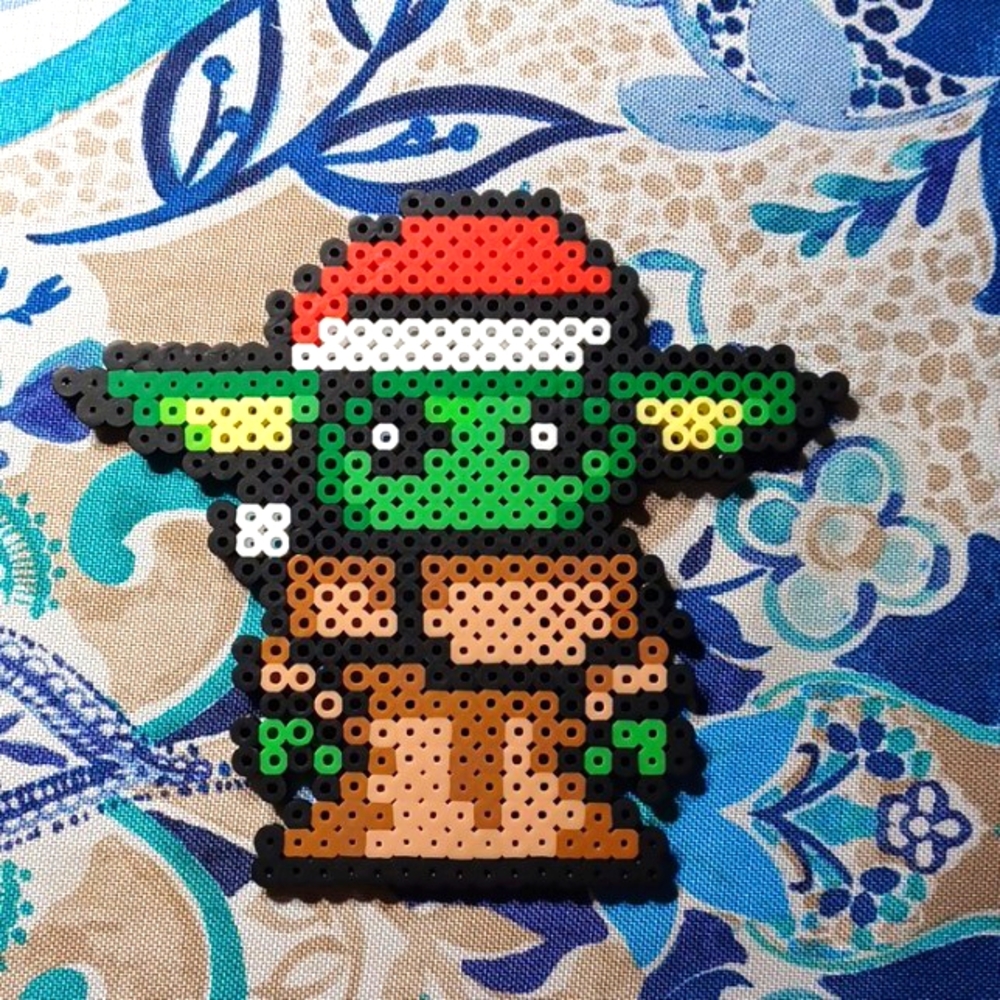 Viviana's handmade Christmas baby yoda decoration.